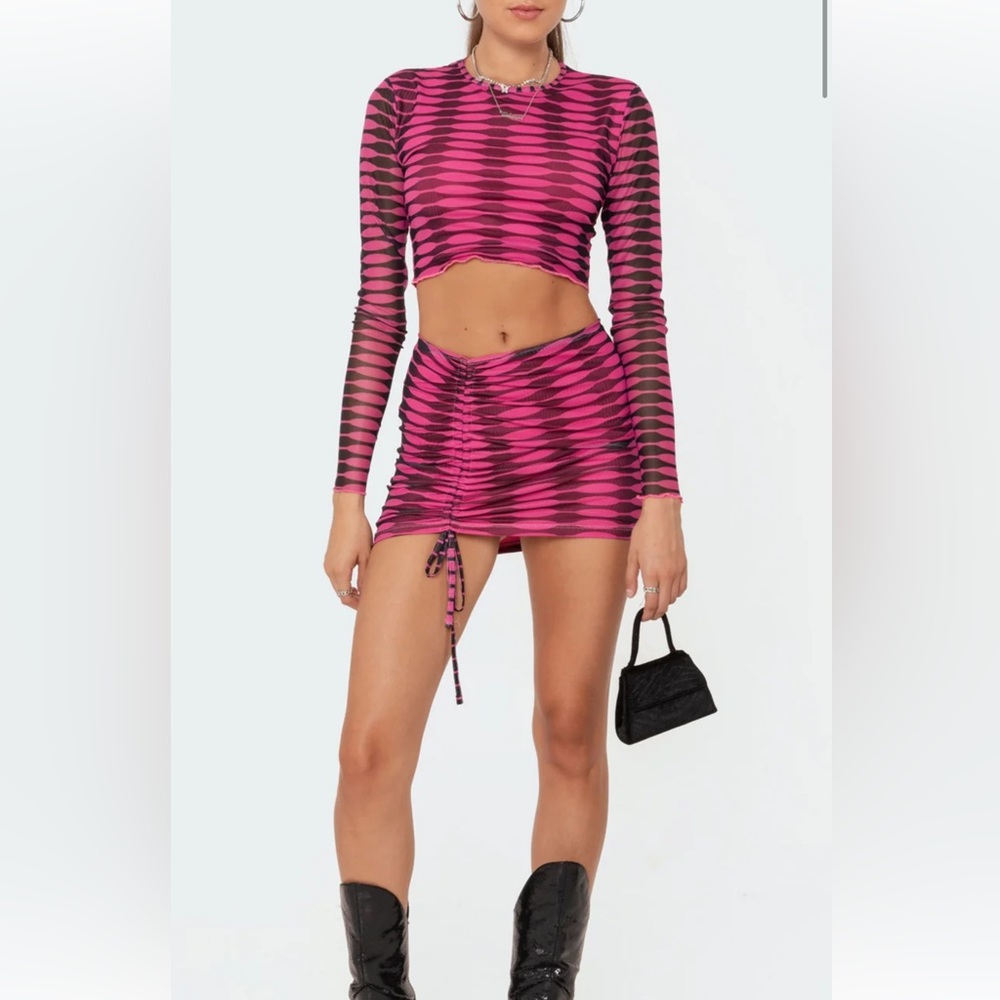 Edikted Pink & Black Skirt Set